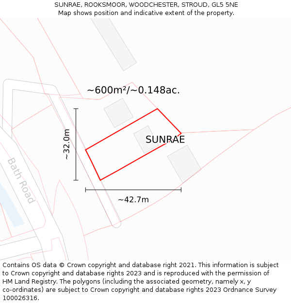 SUNRAE, ROOKSMOOR, WOODCHESTER, STROUD, GL5 5NE: Plot and title map
