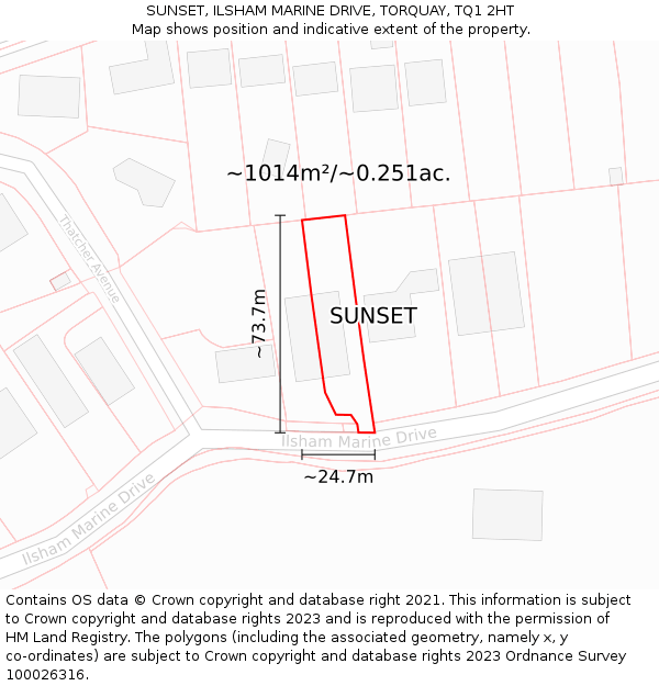 SUNSET, ILSHAM MARINE DRIVE, TORQUAY, TQ1 2HT: Plot and title map