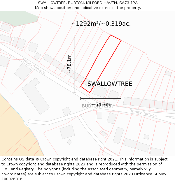 SWALLOWTREE, BURTON, MILFORD HAVEN, SA73 1PA: Plot and title map