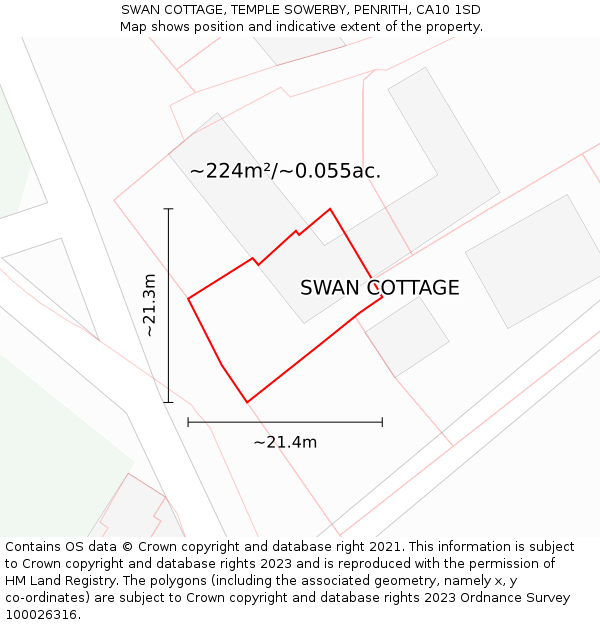 SWAN COTTAGE, TEMPLE SOWERBY, PENRITH, CA10 1SD: Plot and title map