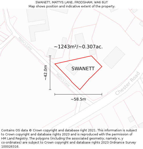 SWANETT, MATTYS LANE, FRODSHAM, WA6 6UT: Plot and title map