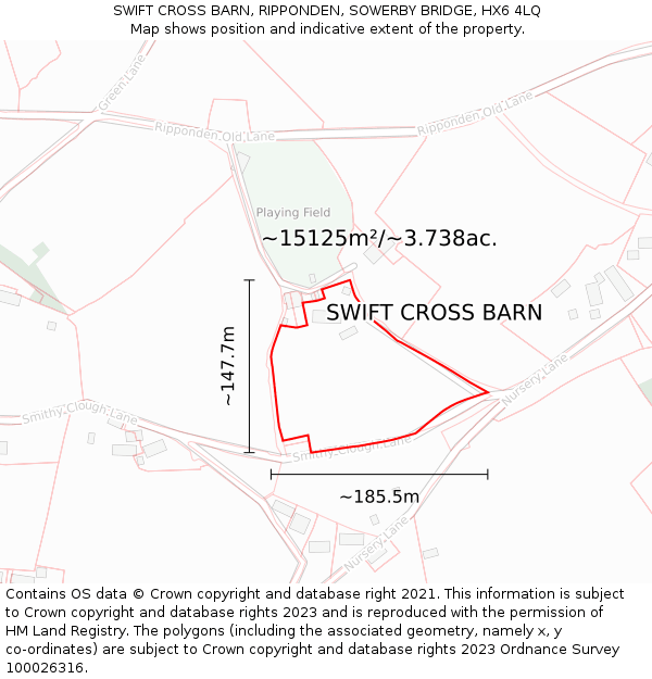 SWIFT CROSS BARN, RIPPONDEN, SOWERBY BRIDGE, HX6 4LQ: Plot and title map