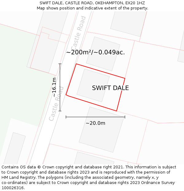 SWIFT DALE, CASTLE ROAD, OKEHAMPTON, EX20 1HZ: Plot and title map