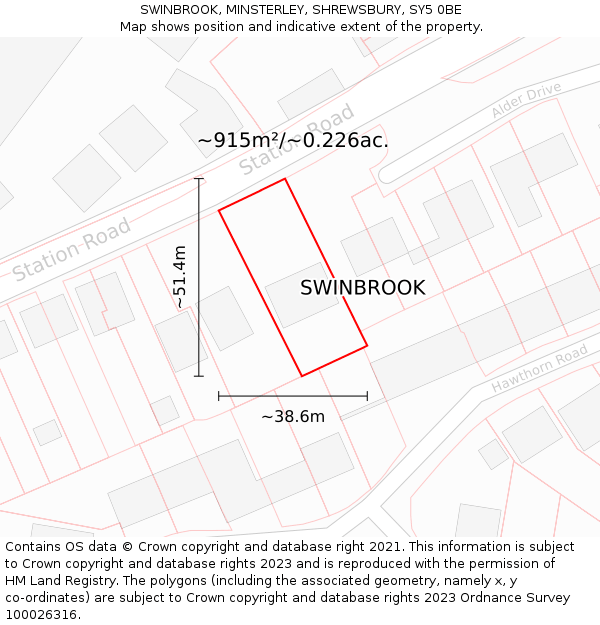 SWINBROOK, MINSTERLEY, SHREWSBURY, SY5 0BE: Plot and title map