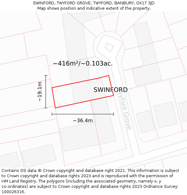 SWINFORD, TWYFORD GROVE, TWYFORD, BANBURY, OX17 3JD: Plot and title map