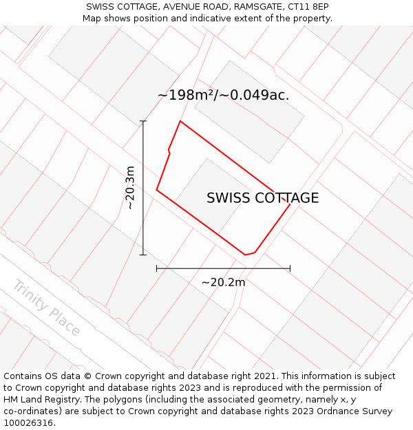 SWISS COTTAGE, AVENUE ROAD, RAMSGATE, CT11 8EP: Plot and title map