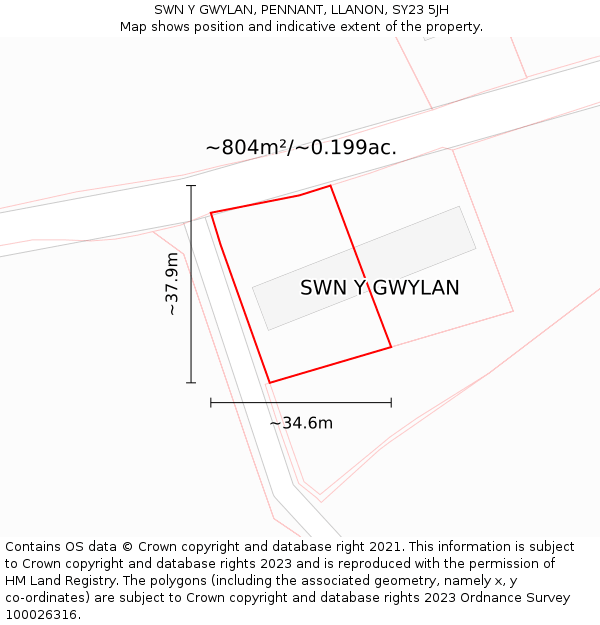 SWN Y GWYLAN, PENNANT, LLANON, SY23 5JH: Plot and title map