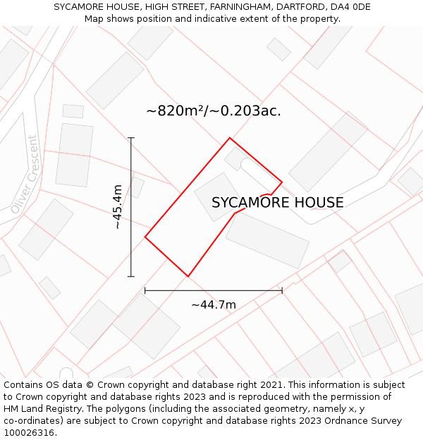 SYCAMORE HOUSE, HIGH STREET, FARNINGHAM, DARTFORD, DA4 0DE: Plot and title map