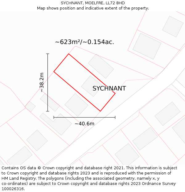 SYCHNANT, MOELFRE, LL72 8HD: Plot and title map