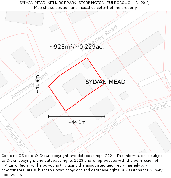 SYLVAN MEAD, KITHURST PARK, STORRINGTON, PULBOROUGH, RH20 4JH: Plot and title map