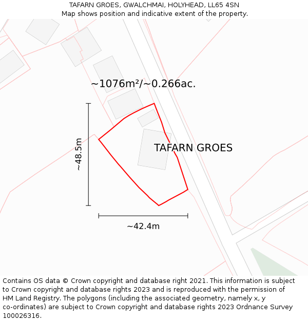 TAFARN GROES, GWALCHMAI, HOLYHEAD, LL65 4SN: Plot and title map