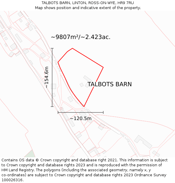 TALBOTS BARN, LINTON, ROSS-ON-WYE, HR9 7RU: Plot and title map