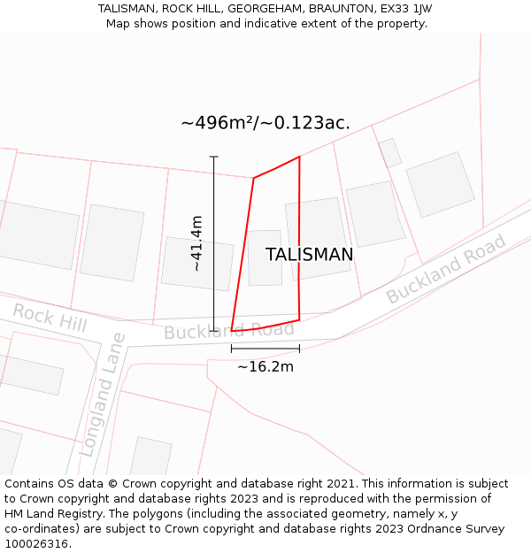 TALISMAN, ROCK HILL, GEORGEHAM, BRAUNTON, EX33 1JW: Plot and title map