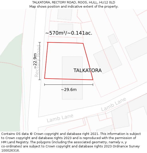 TALKATORA, RECTORY ROAD, ROOS, HULL, HU12 0LD: Plot and title map