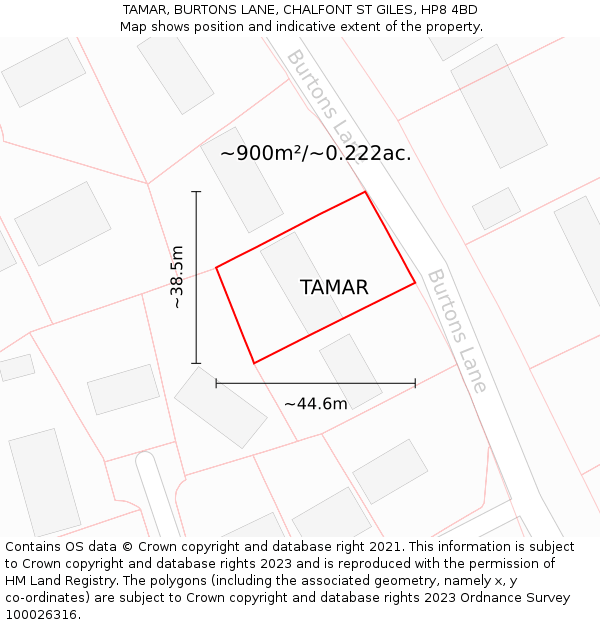 TAMAR, BURTONS LANE, CHALFONT ST GILES, HP8 4BD: Plot and title map