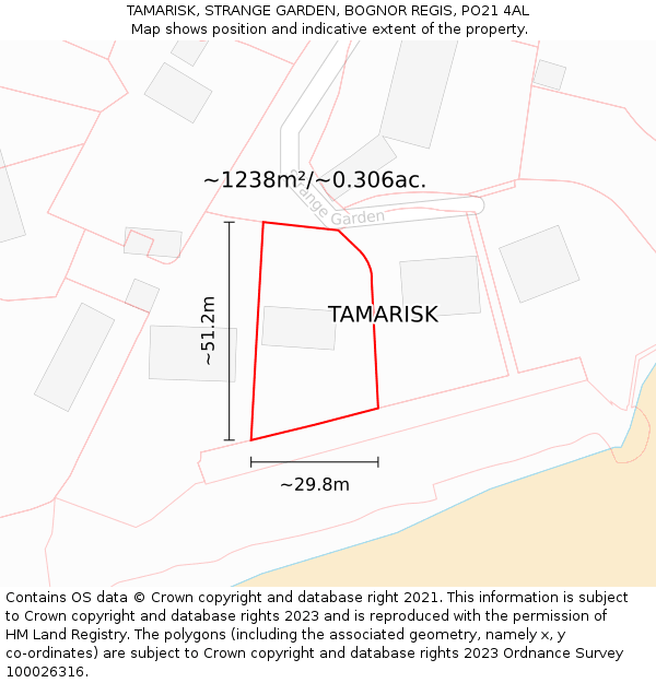 TAMARISK, STRANGE GARDEN, BOGNOR REGIS, PO21 4AL: Plot and title map