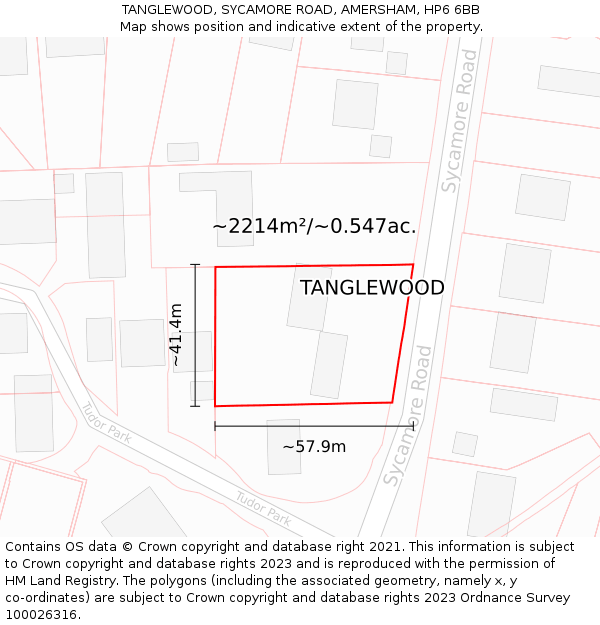 TANGLEWOOD, SYCAMORE ROAD, AMERSHAM, HP6 6BB: Plot and title map