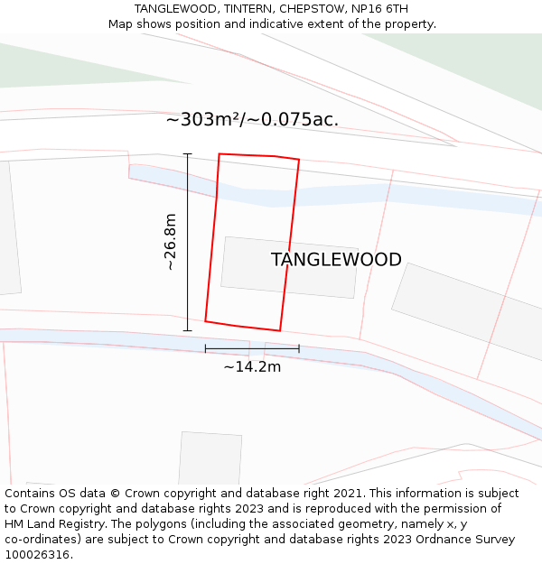 TANGLEWOOD, TINTERN, CHEPSTOW, NP16 6TH: Plot and title map