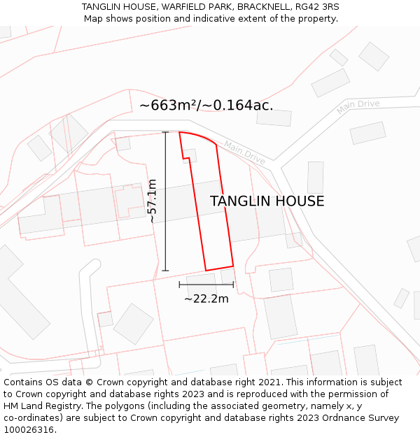TANGLIN HOUSE, WARFIELD PARK, BRACKNELL, RG42 3RS: Plot and title map