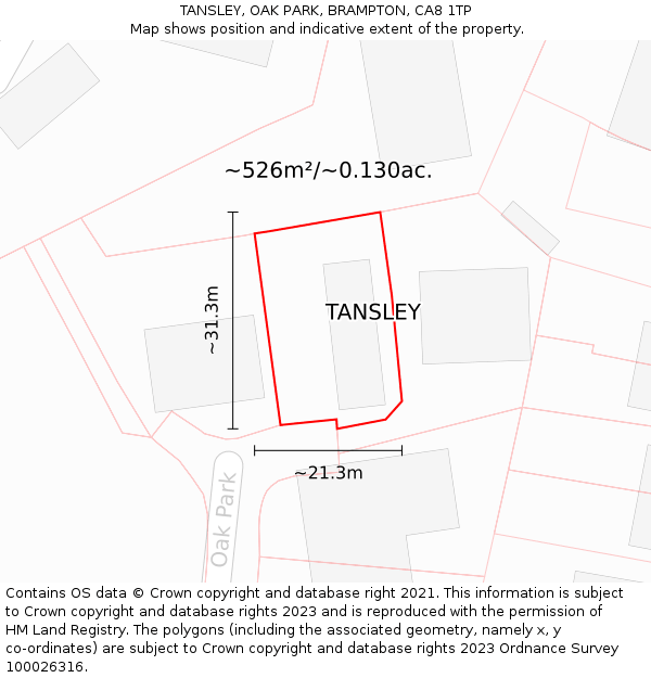 TANSLEY, OAK PARK, BRAMPTON, CA8 1TP: Plot and title map