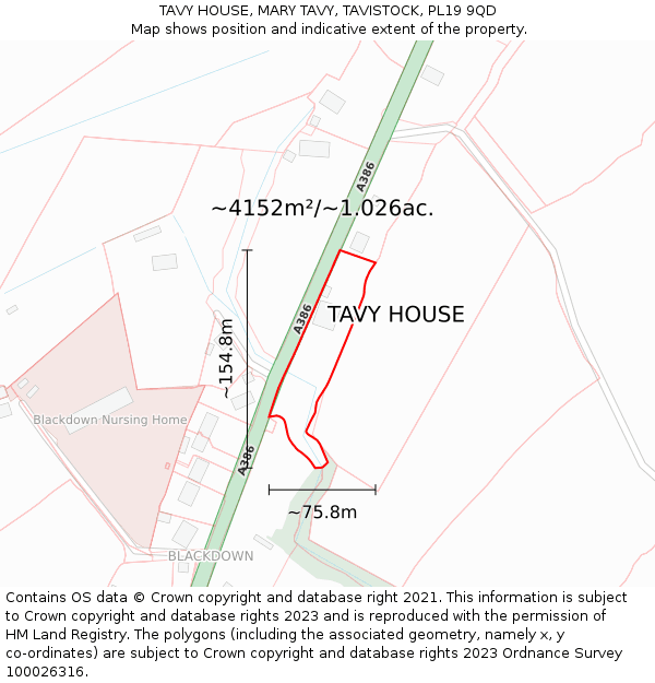 TAVY HOUSE, MARY TAVY, TAVISTOCK, PL19 9QD: Plot and title map