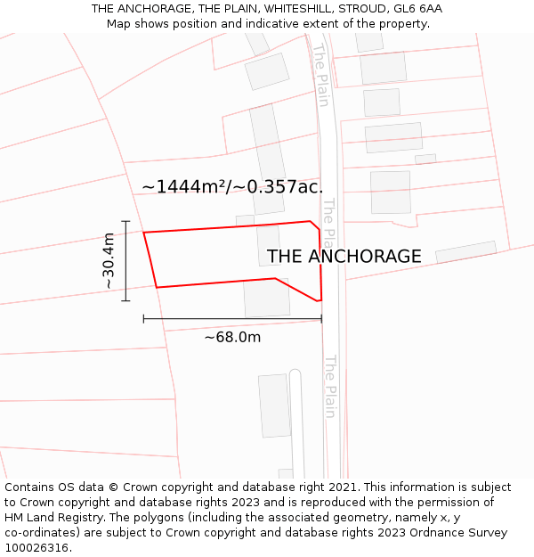 THE ANCHORAGE, THE PLAIN, WHITESHILL, STROUD, GL6 6AA: Plot and title map