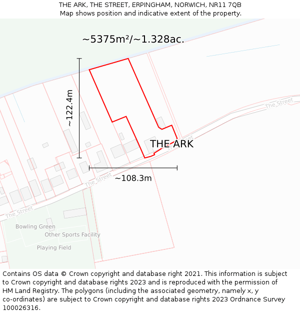 THE ARK, THE STREET, ERPINGHAM, NORWICH, NR11 7QB: Plot and title map