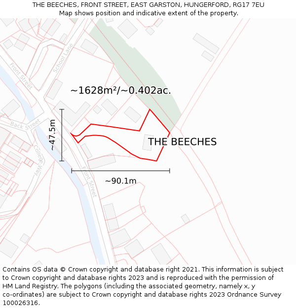 THE BEECHES, FRONT STREET, EAST GARSTON, HUNGERFORD, RG17 7EU: Plot and title map