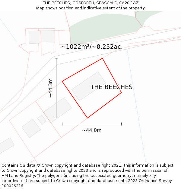 THE BEECHES, GOSFORTH, SEASCALE, CA20 1AZ: Plot and title map