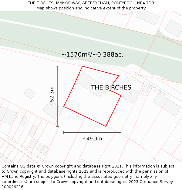 THE BIRCHES, MANOR WAY, ABERSYCHAN, PONTYPOOL, NP4 7DR: Plot and title map