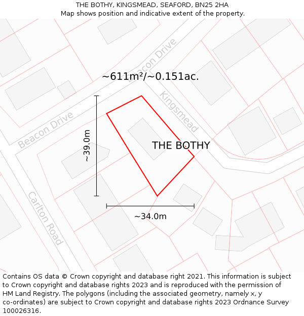 THE BOTHY, KINGSMEAD, SEAFORD, BN25 2HA: Plot and title map