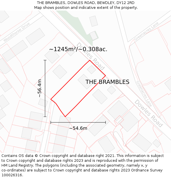 THE BRAMBLES, DOWLES ROAD, BEWDLEY, DY12 2RD: Plot and title map