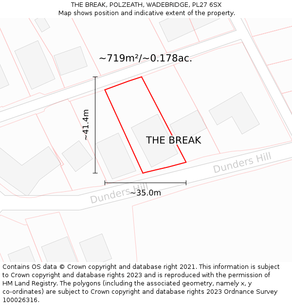 THE BREAK, POLZEATH, WADEBRIDGE, PL27 6SX: Plot and title map