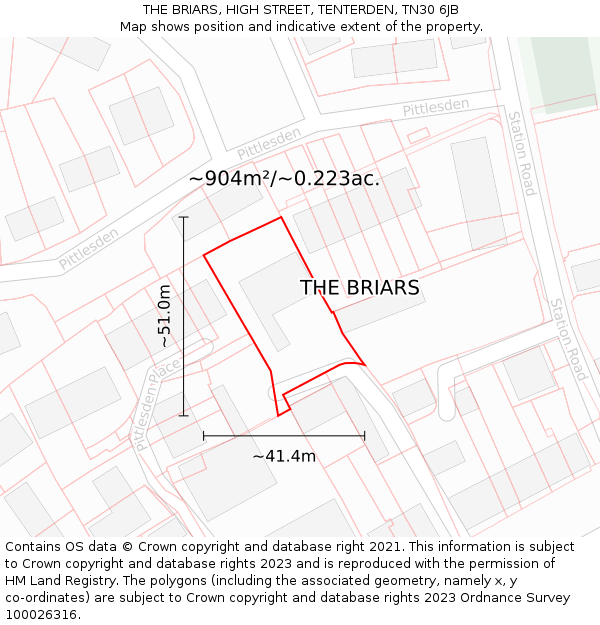 THE BRIARS, HIGH STREET, TENTERDEN, TN30 6JB: Plot and title map