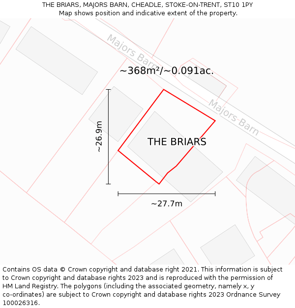 THE BRIARS, MAJORS BARN, CHEADLE, STOKE-ON-TRENT, ST10 1PY: Plot and title map