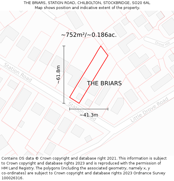 THE BRIARS, STATION ROAD, CHILBOLTON, STOCKBRIDGE, SO20 6AL: Plot and title map