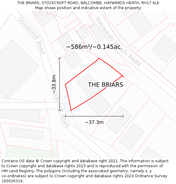 THE BRIARS, STOCKCROFT ROAD, BALCOMBE, HAYWARDS HEATH, RH17 6LE: Plot and title map
