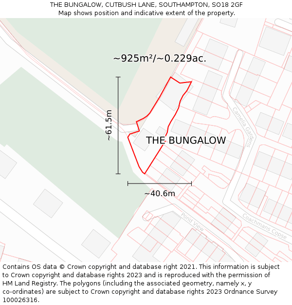 THE BUNGALOW, CUTBUSH LANE, SOUTHAMPTON, SO18 2GF: Plot and title map