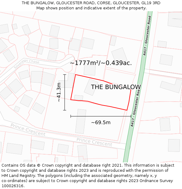 THE BUNGALOW, GLOUCESTER ROAD, CORSE, GLOUCESTER, GL19 3RD: Plot and title map