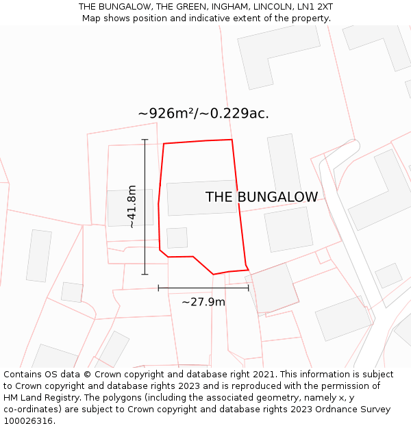 THE BUNGALOW, THE GREEN, INGHAM, LINCOLN, LN1 2XT: Plot and title map