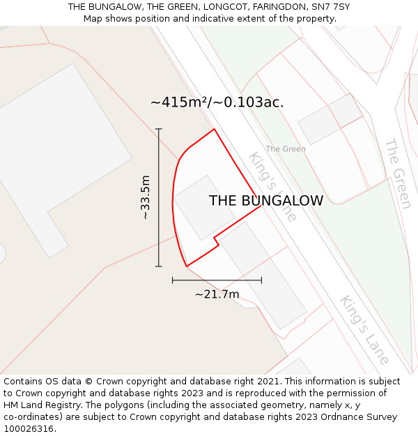 THE BUNGALOW, THE GREEN, LONGCOT, FARINGDON, SN7 7SY: Plot and title map
