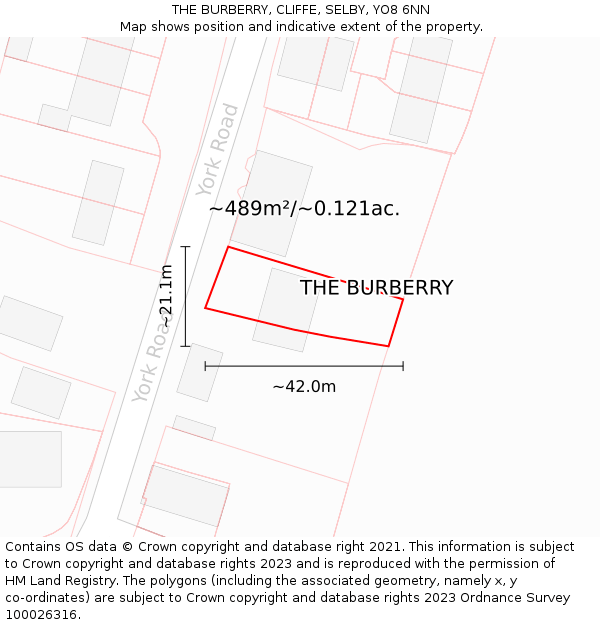 THE BURBERRY, CLIFFE, SELBY, YO8 6NN: Plot and title map