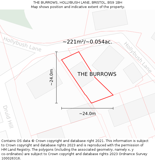 THE BURROWS, HOLLYBUSH LANE, BRISTOL, BS9 1BH: Plot and title map