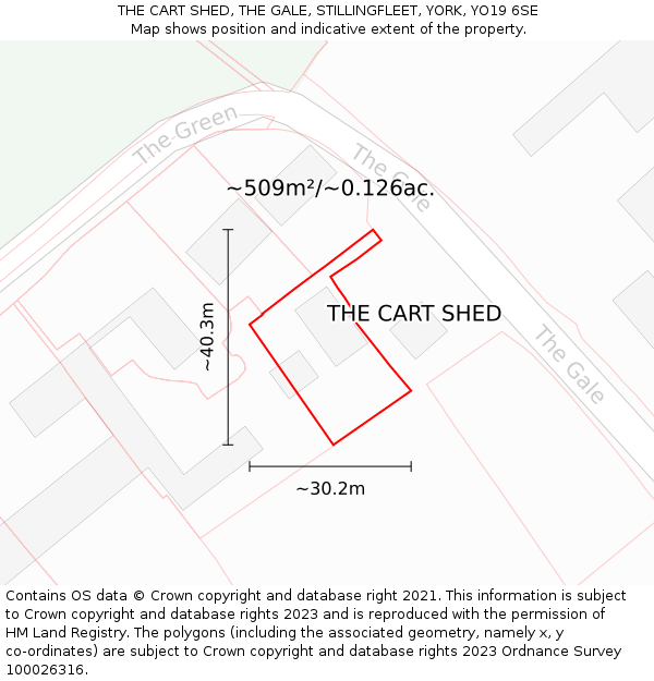 THE CART SHED, THE GALE, STILLINGFLEET, YORK, YO19 6SE: Plot and title map