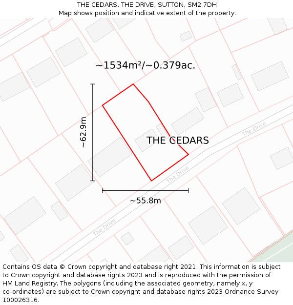 THE CEDARS, THE DRIVE, SUTTON, SM2 7DH: Plot and title map