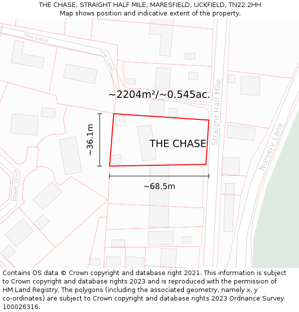 THE CHASE, STRAIGHT HALF MILE, MARESFIELD, UCKFIELD, TN22 2HH: Plot and title map