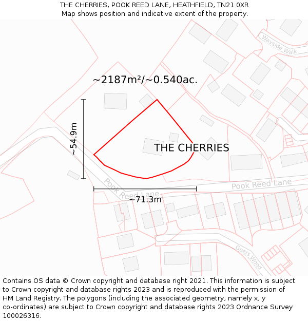 THE CHERRIES, POOK REED LANE, HEATHFIELD, TN21 0XR: Plot and title map