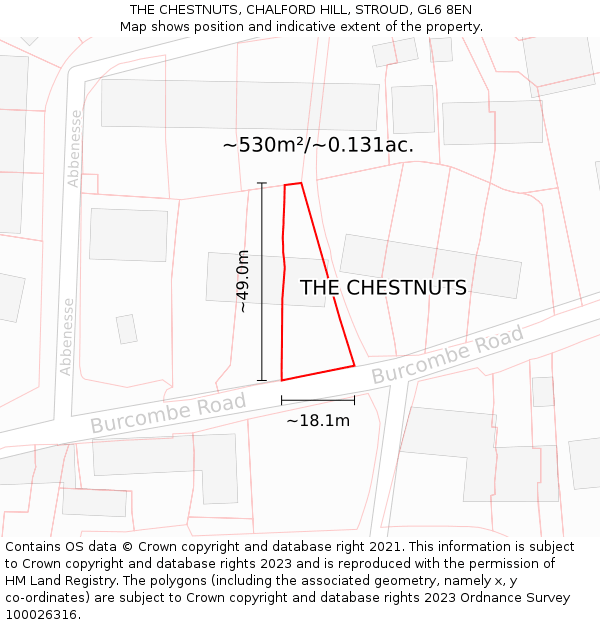 THE CHESTNUTS, CHALFORD HILL, STROUD, GL6 8EN: Plot and title map