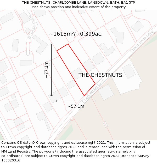 THE CHESTNUTS, CHARLCOMBE LANE, LANSDOWN, BATH, BA1 5TP: Plot and title map