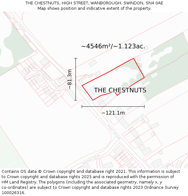 THE CHESTNUTS, HIGH STREET, WANBOROUGH, SWINDON, SN4 0AE: Plot and title map